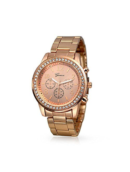 Bling Jewelry Plated Classic Round CZ Ladies Watch