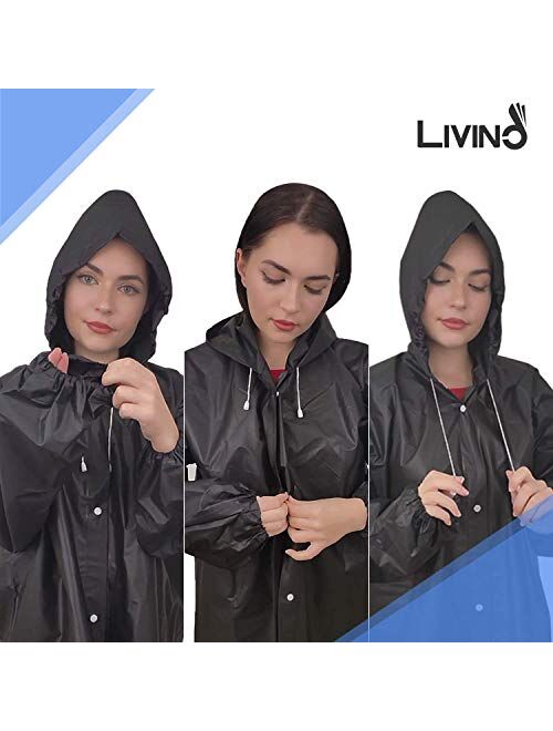 Rain Ponchos For Women Men Adults (2 Pack) Reusable Portable Rain Coat Jacket