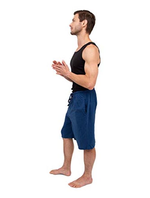 Andrew Scott Mens 3 Pack Soft /& Light Cotton Drawstring Yoga Lounge /& Sleep Jam Shorts//Jersey Shorts with Pockets