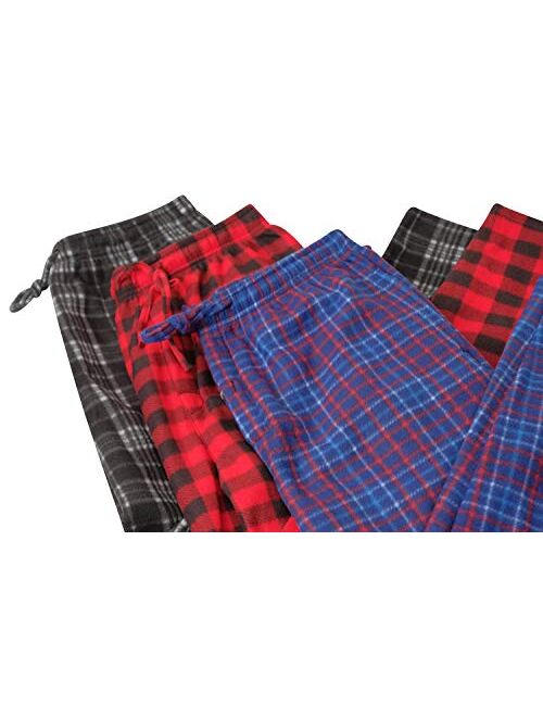 3 Pack: Mens Pajama Pants Mens Fleece Plaid Lounge Pajama Bottoms
