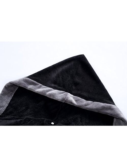 Men's Hooded Bathrobe in 2 Colored Soft Spa Kimono Shawl Collar Hooded Long Robe Unisex
