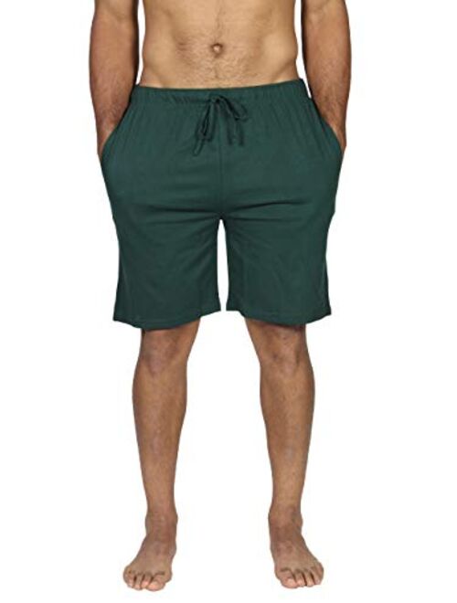 Real Essentials 3 Pack:Mens 100% Cotton Ultra-Soft Knit Sleep Shorts & Lounge Wear