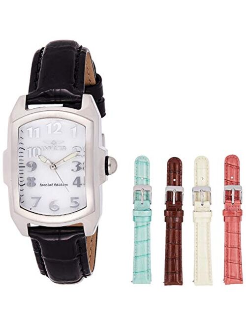 Invicta Women's Lupah 29mm Stainless Steel and Leather Strap Quartz Watch Set, Multi-color (Model: 5168)