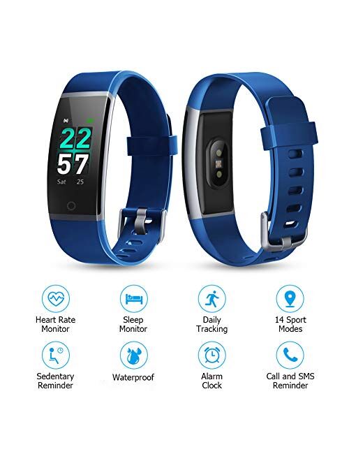 Letsfit Fitness Tracker, Activity Tracker Watch with Heart Rate Monitor, IP68 Waterproof Smart Watch with Step Counter, Calorie Counter, Call & SMS Pedometer Watch for Wo