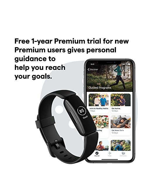Fitbit Inspire 2 Health & Fitness Tracker with a Free 1-Year Fitbit Premium Trial, 24/7 Heart Rate, One Size (S & L Bands Included)