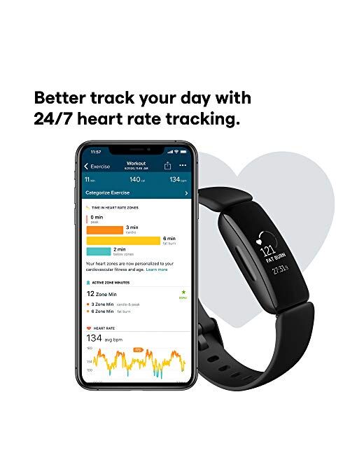 Fitbit Inspire 2 Health & Fitness Tracker with a Free 1-Year Fitbit Premium Trial, 24/7 Heart Rate, One Size (S & L Bands Included)
