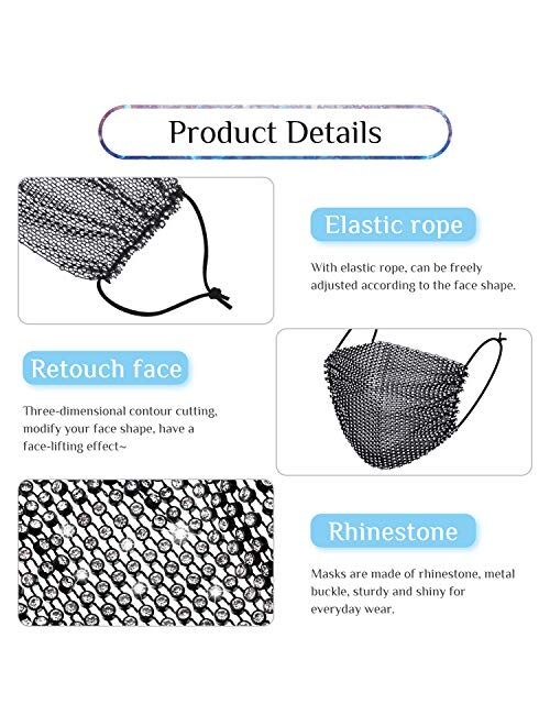 Bling Rhinestone Face Covering Chain Crystal Metal Masquerade Face Coverings Ball Party for Women and Girls