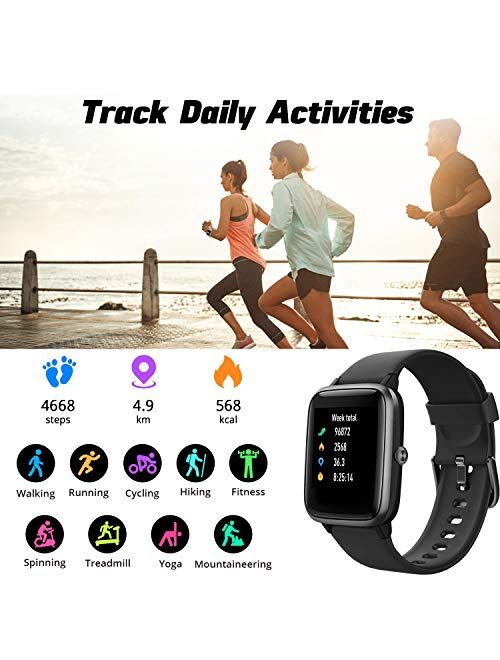 Fitpolo Fitness Tracker, Smart Watch Step Trackers with Heart Rate Monitor, IP68 Waterproof 1.3 Inch Color Touch Screen Activity Tracker Sleep Monitoring, Calorie Counter