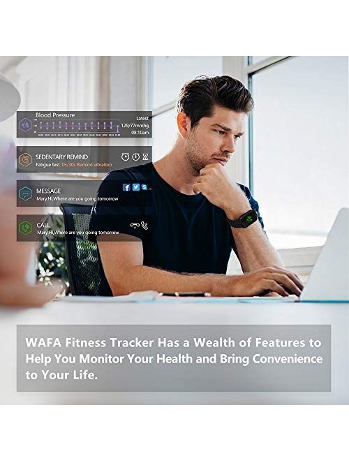 WAFA Fitness Tracker with Heart Rate Blood Pressure Monitor, Waterproof Fitness Watch, Bluetooth Smart Watch with Sleep Sports Data Monitor GPS Activity Tracker Pedometer