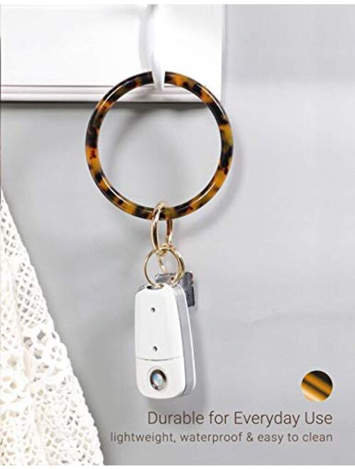 Mymazn Key Ring Keychain Bracelet Wristlet Keychain Bangle Keyring for Women, Acetate Round Key Chain