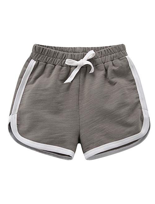 Kids Baby Workout and Fashion Dolphin Summer Beach Sports Girls Boys 3 Pack Running Athletic Cotton Shorts