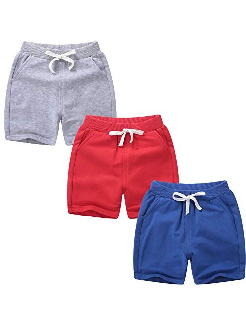 ASUITOFK Girls Boys Athletic Shorts Summer Cotton Beach Sports Casual Short Pants Kids Gym Shorts 