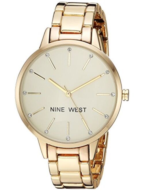 Nine West Women's Crystal Accented Gold-Tone Bracelet Watch