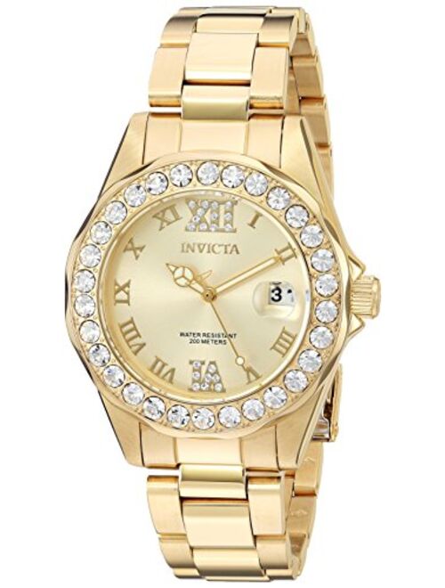 Invicta Women's Pro Diver 38mm Gold Tone Stainless Steel Quartz Watch, Gold (Model: 15252)