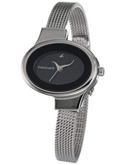 Fastrack Women's Fashion-Casual Analog Watch-Quartz Mineral Dial - Leather/Silver Metal Strap