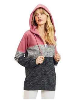 F_topbu Hoodies for Women Long Sleeve Pockets Hooded Sweatshirt Pure Color Zipper Outwear Casual Loose Top Blouse Coats 