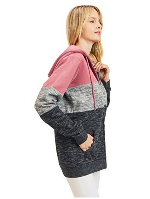 esstive Women's Ultra Soft Fleece Oversized Casual Midweight Zip-Up Hoodie Jacket