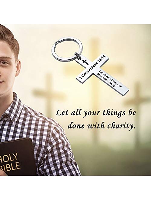 Ldurian Christian Keychain ECCLESIASTES 3:1 Bible Verse Key Chain Inspirational Cross Religious Gifts