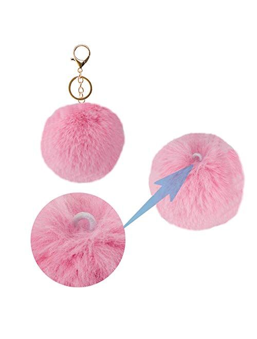 16 PCS Pom Poms Keychains Fluffy Faux Rabbit Fur Pompoms Balls for Girls Women (Mix Colors)