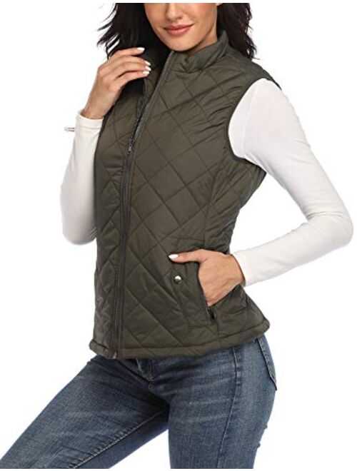 MISS MOLY Women Lightweight Quilted Padded Puffer Vest/Jacket Stand Collar Zip Up Winter Outwear