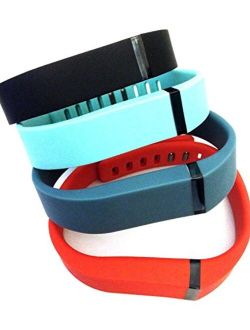 Set Large L 1pc Black 1pc Slate 1pc Red (Tangerine) 1pc Teal (Blue/Green) Replacement Bands with Clasps for Fitbit FLEX Only /No tracker/ Wireless Activity Bracelet Sport