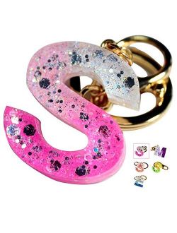 Cute Initial Keychain A-Z Letter Sparkly Glitter Key Chain Premium Bag Charm Keychain Accessories for Women