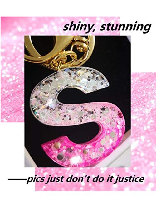 Cute Initial Keychain A-Z Letter Sparkly Glitter Key Chain Premium Bag Charm Keychain Accessories for Women