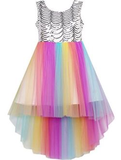 Flower Girls Dress Unicorn Rainbow Pageant Princess Party