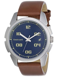 Fastrack Men's Casual Wrist Watch with Analog Function, Quartz Mineral Glass, Water Resistant with Silver Metal Strap/Leather Strap