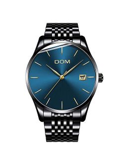 Men's Luxury Watches Ultra Thin Wrist Watch for Men Fashion Waterproof Analog Date Watch with Stainless Steel Band
