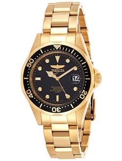 Men's Pro Diver 37.5mm Gold Tone Stainless Steel Quartz Watch, Gold/Black (Model: 8936)