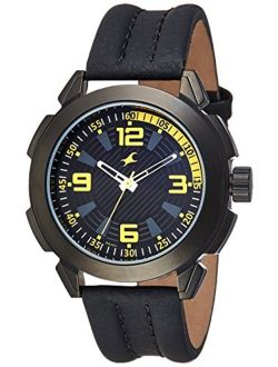 Fastrack Men's Casual Wrist Watch with Analog Function,Quartz Mineral Glass, Water Resistant Leather Strap