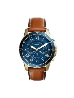 Men's Grant Sport Stainless Steel and Leather Chronograph Quartz Watch