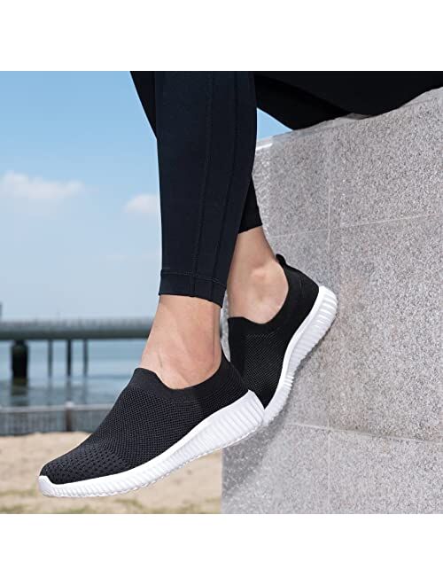 LANCROP Women's Sock Walking Shoes - Comfortable Mesh Slip on Easy Sneakers