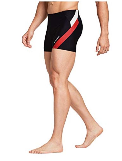 BALEAF Men's Square Leg Athletic Swim Jammers Durable Training Splice Swimsuit