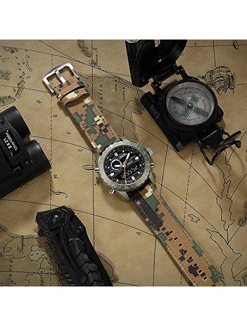 Big Face Military Tactical Watch for Men, Mens Outdoor Sport Wrist Watch, Large Analog Digital Watch - Dual Display Japanese Movement, Heavy Duty Stainless Steel Case, 3A