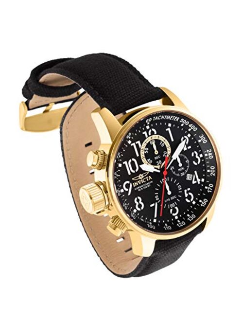 Invicta Men's I Force 46mm Quartz 14k Gold Plated Watch with Black Canvas Band Watch, Black (Model: 1515)