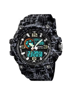 Men's Digital Sports Watch, Military Waterproof Watches LED Screen Large Face Stopwatch Alarm Wristwatch