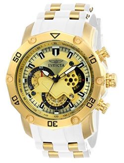 Men's Pro Diver Stainless Steel Quartz Watch with Silicone Strap, White, 26 (Model: 23424)