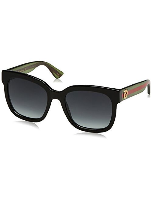 Gucci GG0034S - 002 Sunglasses Black/Green w/ Grey Gradient Lens 54mm