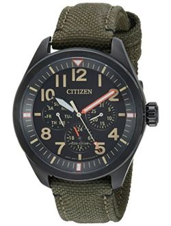 Men's 'Military' Quartz Stainless Steel and Nylon Casual Watch, Color:Green (Model: BU2055-16E)