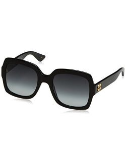 Womens Gucci 54mm Square Sunglasses, 54/22/140, Black / Grey / Black