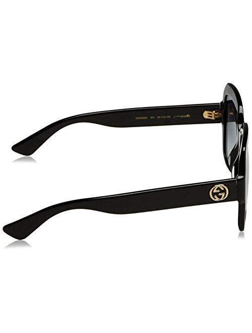 Womens Gucci 54mm Square Sunglasses, 54/22/140, Black / Grey / Black