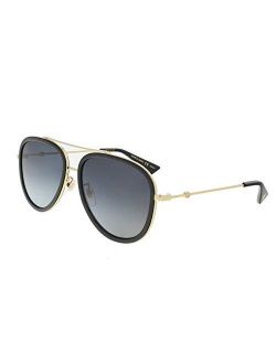 GG 0062S 011 Black Gold Metal Aviator Sunglasses Grey Gradient Polarized Lens