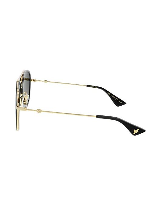 Gucci GG 0062S 011 Black Gold Metal Aviator Sunglasses Grey Gradient Polarized Lens
