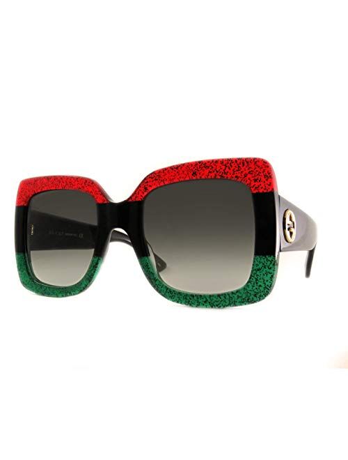 Gucci GG0083 Glitter Red Black Glitter Emerald/Grey Gradient One Size, 55-24-140