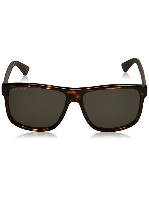 Gucci Men GG0010S 58 Tortoise/Grey Sunglasses 58mm