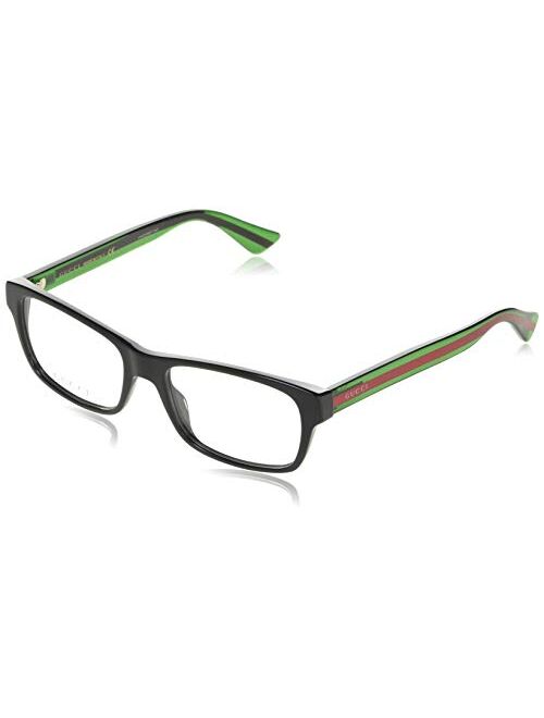 Gucci GG 0006O 006 Black/Green Plastic Rectangle Eyeglasses 55mm