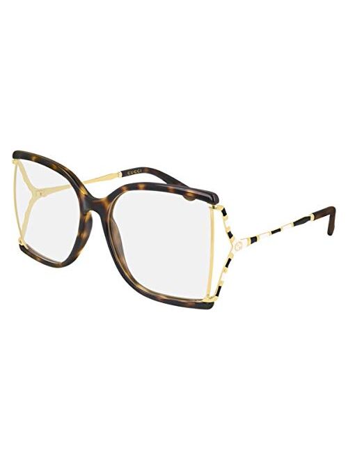 Gucci GG 0592O 002 Havana Plastic Butterfly Eyeglasses 60mm