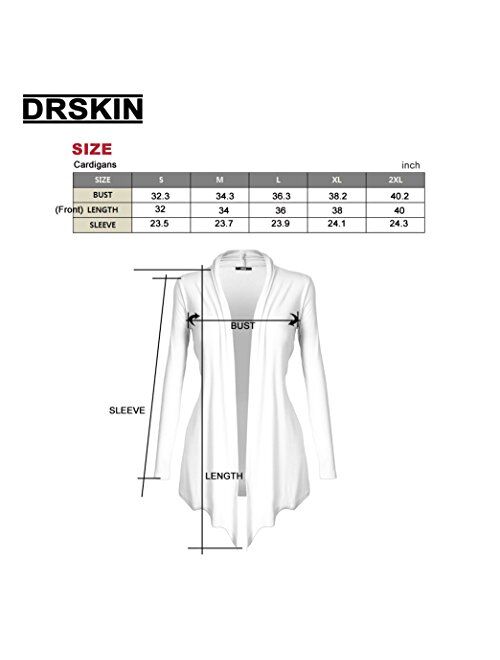 DRSKIN Women's Open - Front Long Sleeve Knit Cardigan (S~5XL)